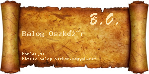 Balog Oszkár névjegykártya