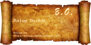 Balog Oszkár névjegykártya